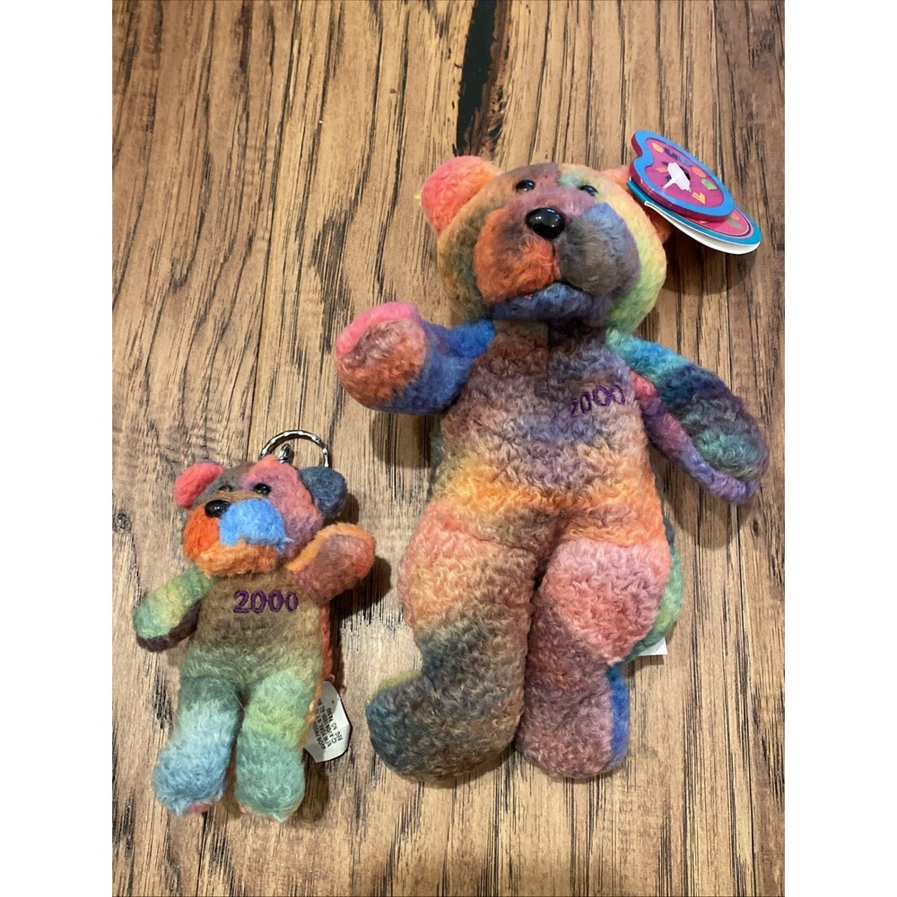 Avon January Birthstone Full O' Beans 2000 Big & Little Rembrandt Bear Plush